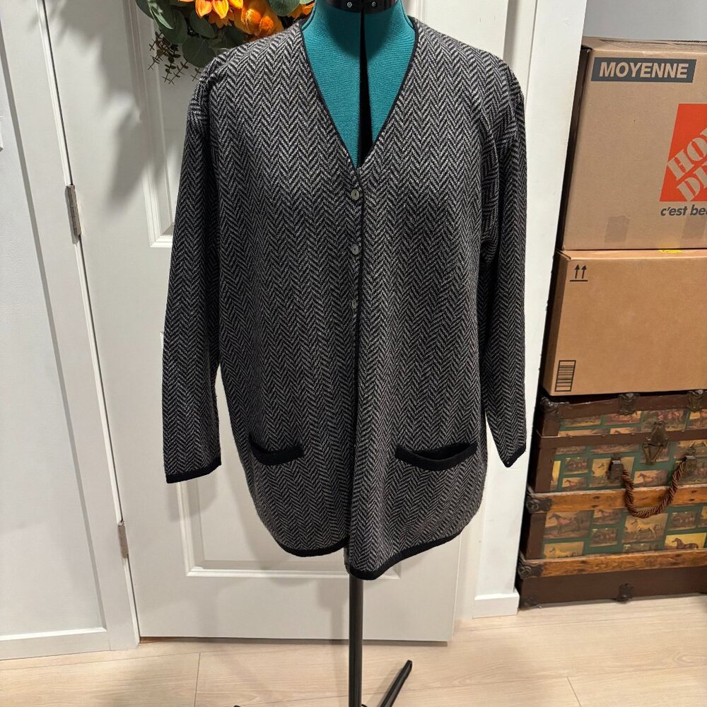 Pure wool grey cardigan made in Italy